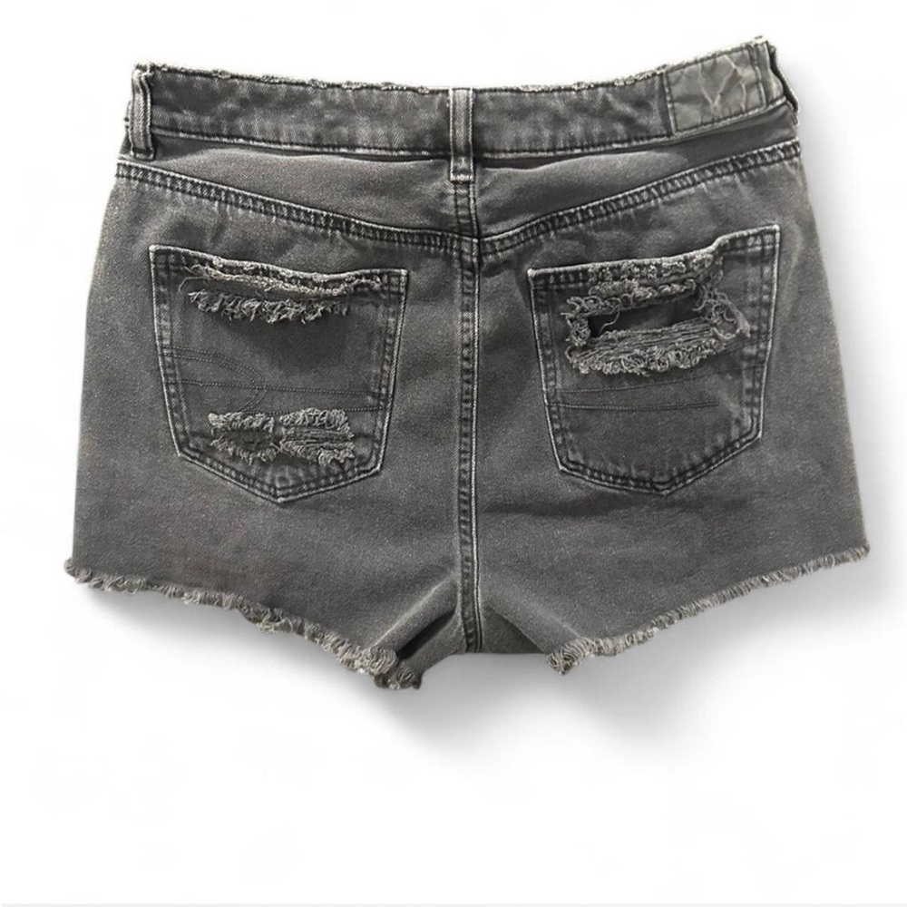 American Eagle Outfitters Black Washed Fistressed Jean Shorts| Size 8 - Picture 3 of 7